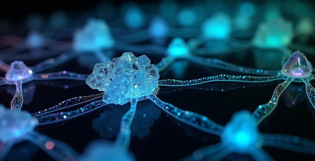 KI-gestützte Analyse von Vertragsklauseln visualisiert durch abstrakte Datenmuster