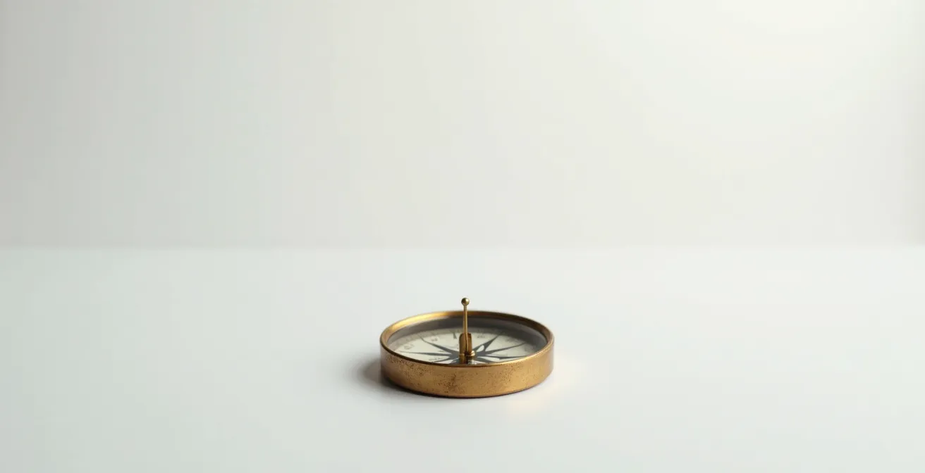 Minimalistischer Kompass als Metapher für die North Star Metric