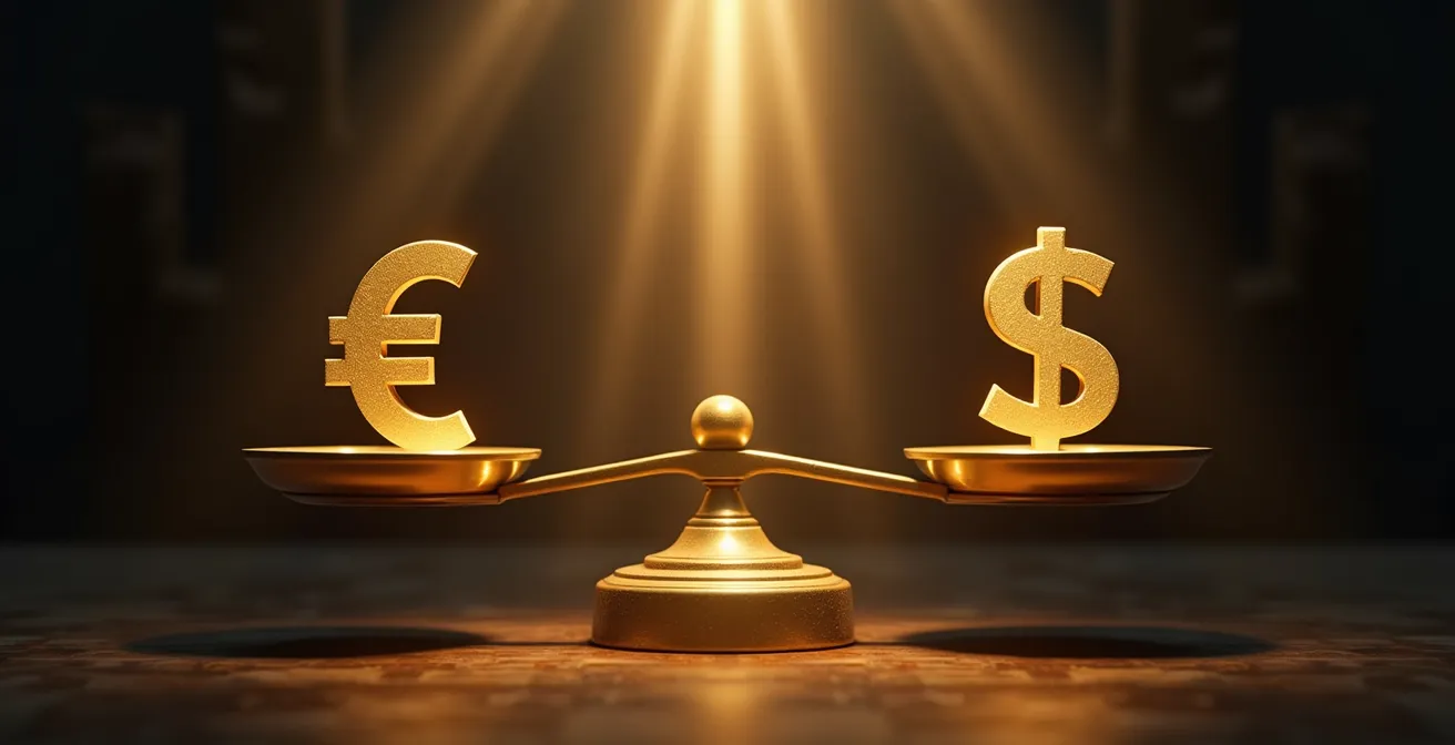 Visuelle Darstellung der Währungsabsicherung zwischen Dollar und Euro